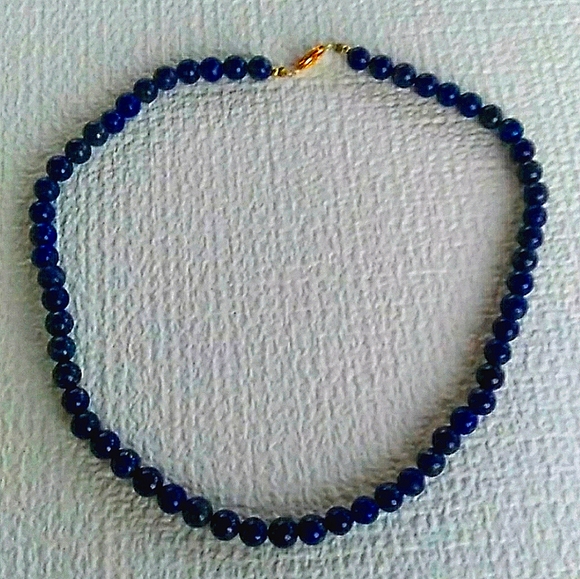 VINTAGE ESTATE 14K Gold High Quality Lapis Lazuli Choker Necklace - Picture 14 of 14